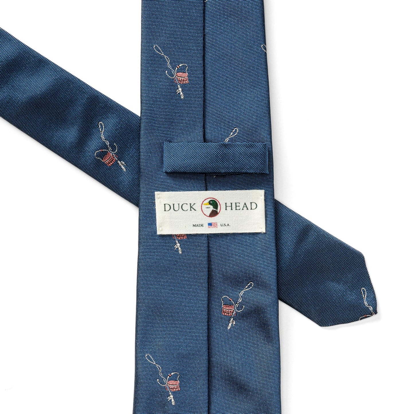 Duck Head Silk Fishing Motif Tie - Varsity Blue