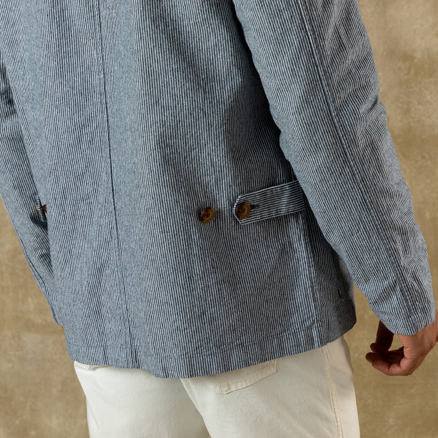 Duck Head Rutledge Safari Jacket - Shorewood Stripe - Mallard Blue