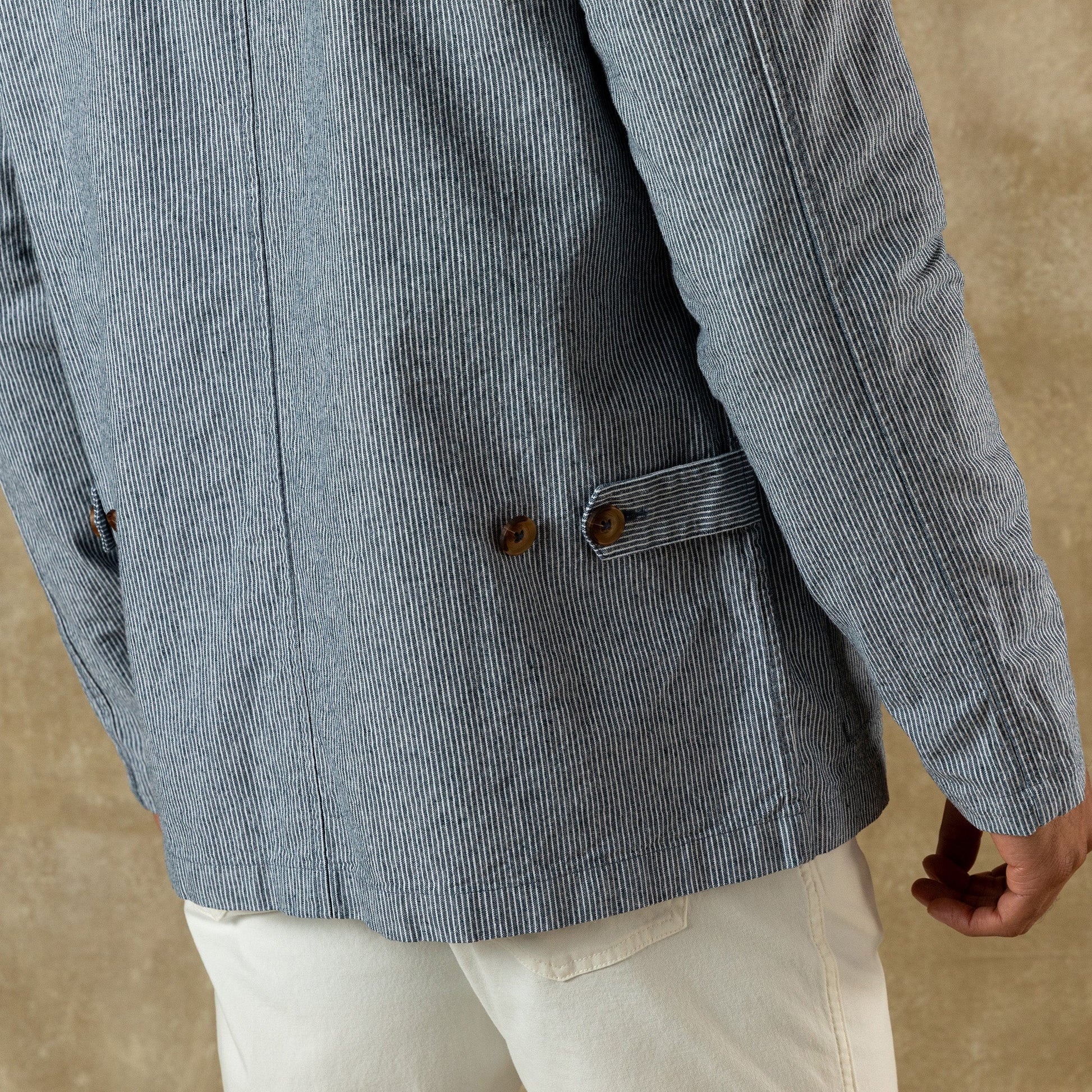 Duck Head Rutledge Safari Jacket - Shorewood Stripe - Mallard Blue
