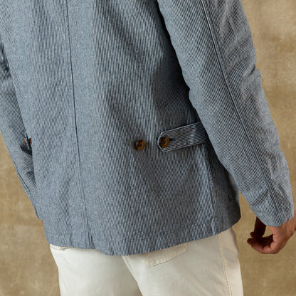 Duck Head Rutledge Safari Jacket - Shorewood Stripe - Mallard Blue