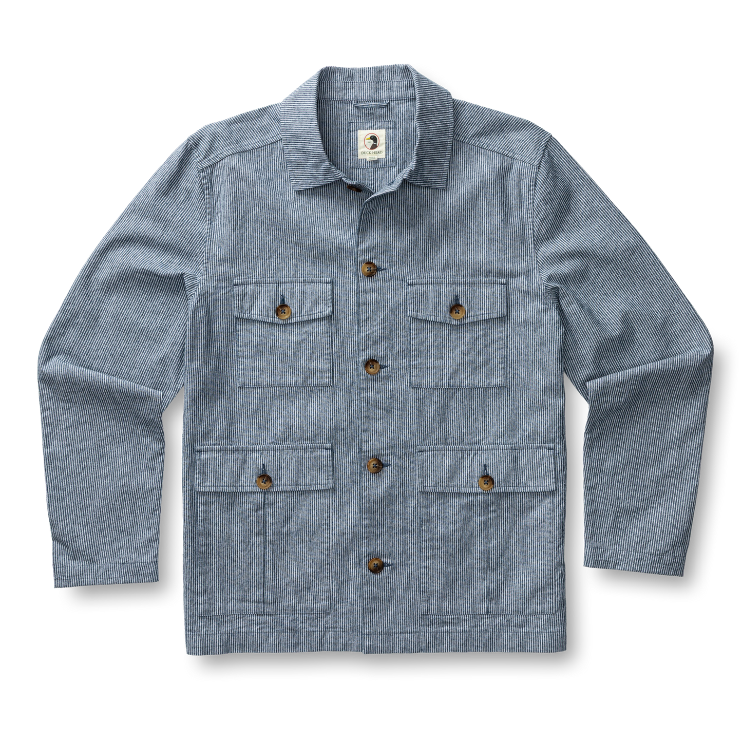 Duck Head Rutledge Safari Jacket - Shorewood Stripe - Mallard Blue