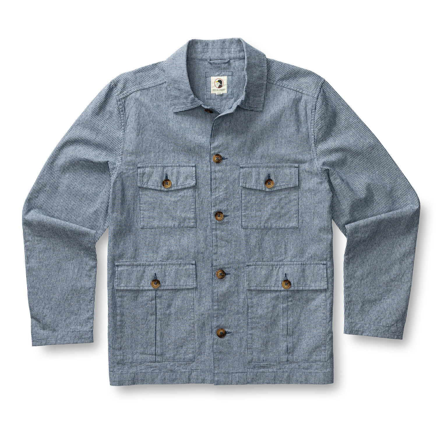 Duck Head Rutledge Safari Jacket - Shorewood Stripe - Mallard Blue