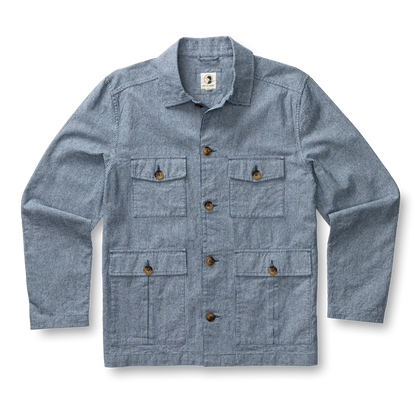 Duck Head Rutledge Safari Jacket - Shorewood Stripe - Mallard Blue