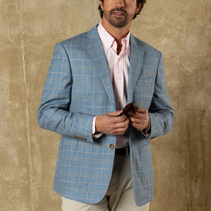 Duck Head Bradner Plaid Sport Coat - Chambray Blue