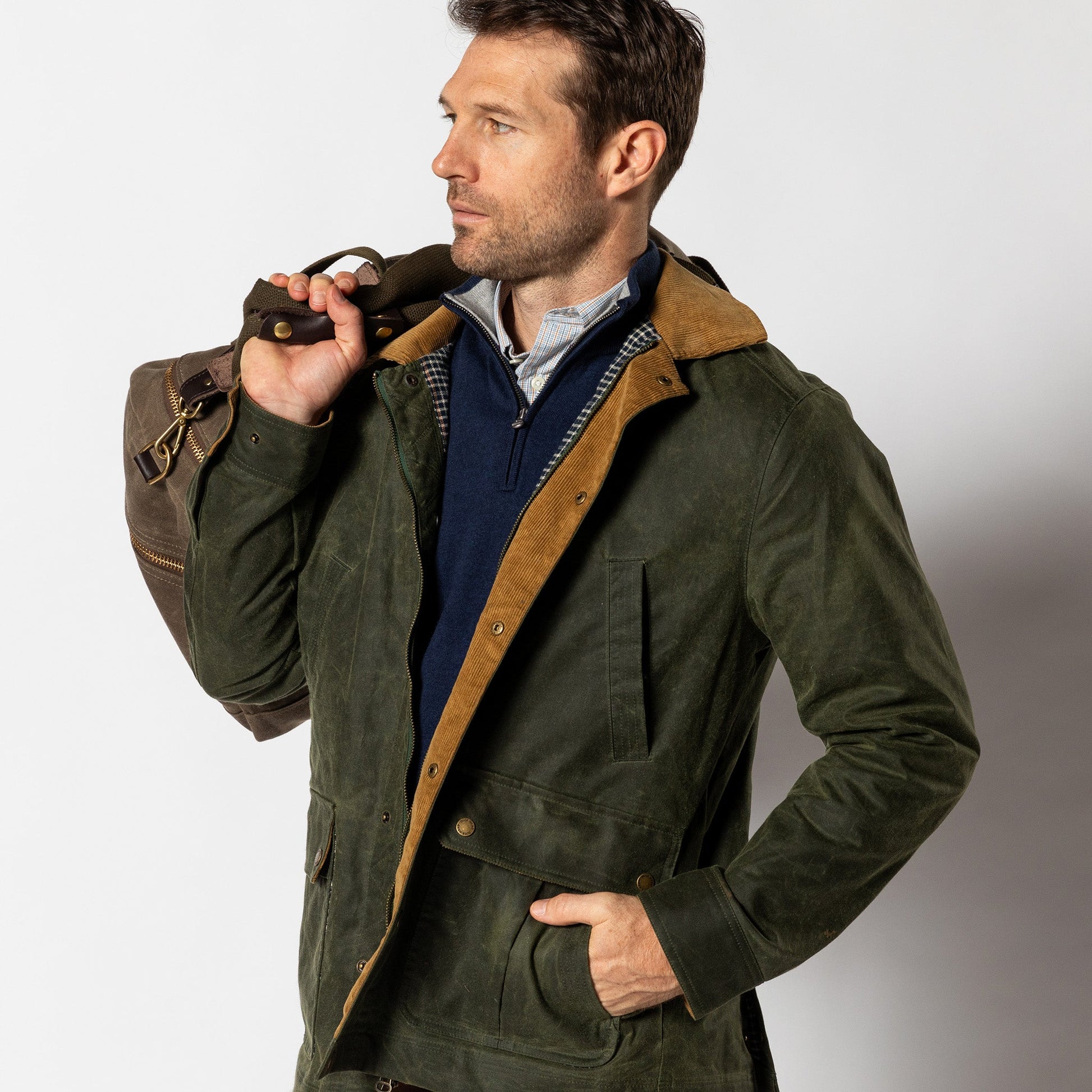 Duck Head Waxed Duck Canvas Jacket - Deep Olive