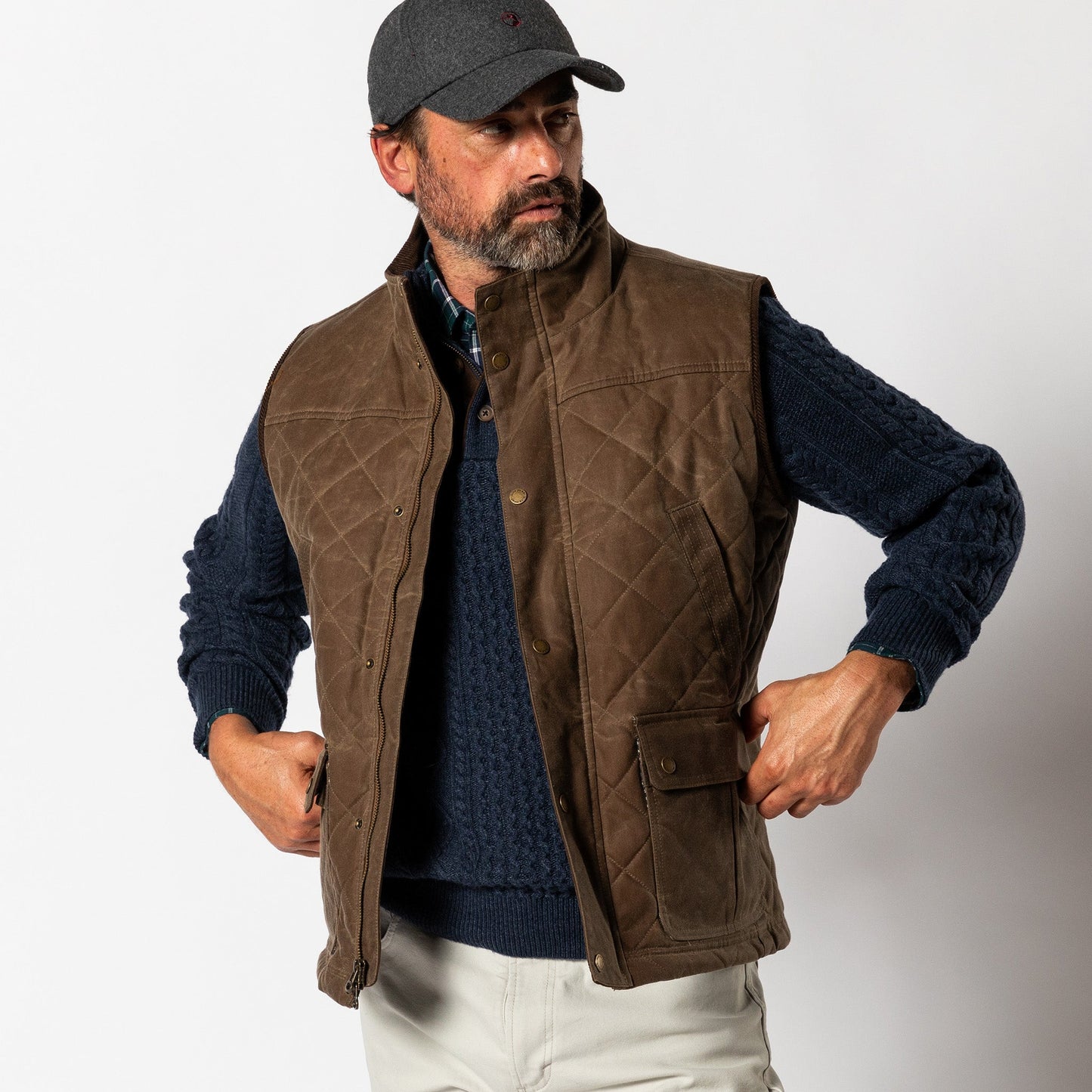 Duck Head Waxed Duck Canvas Quilted Vest - Dark Oak