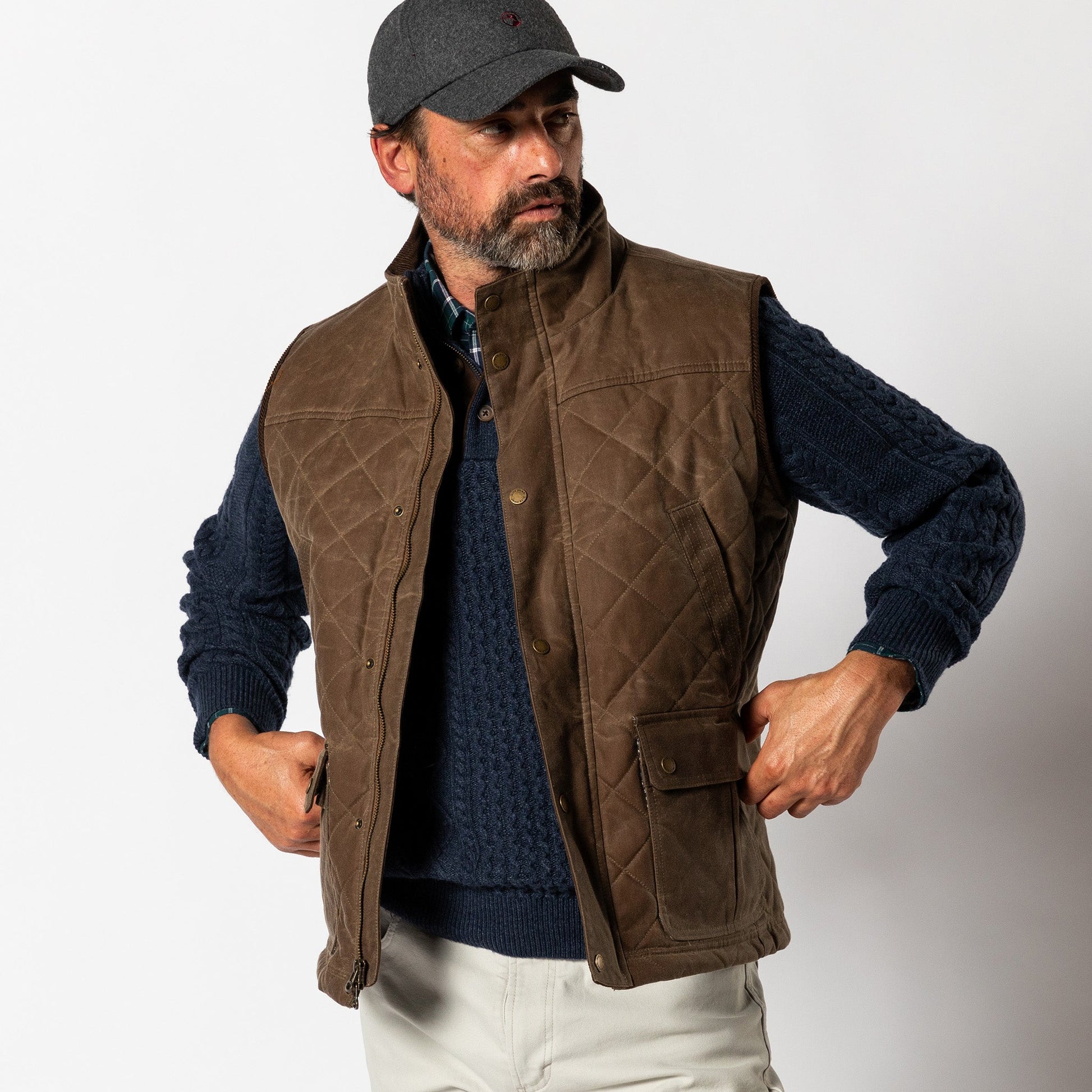 Duck Head Waxed Duck Canvas Quilted Vest - Dark Oak