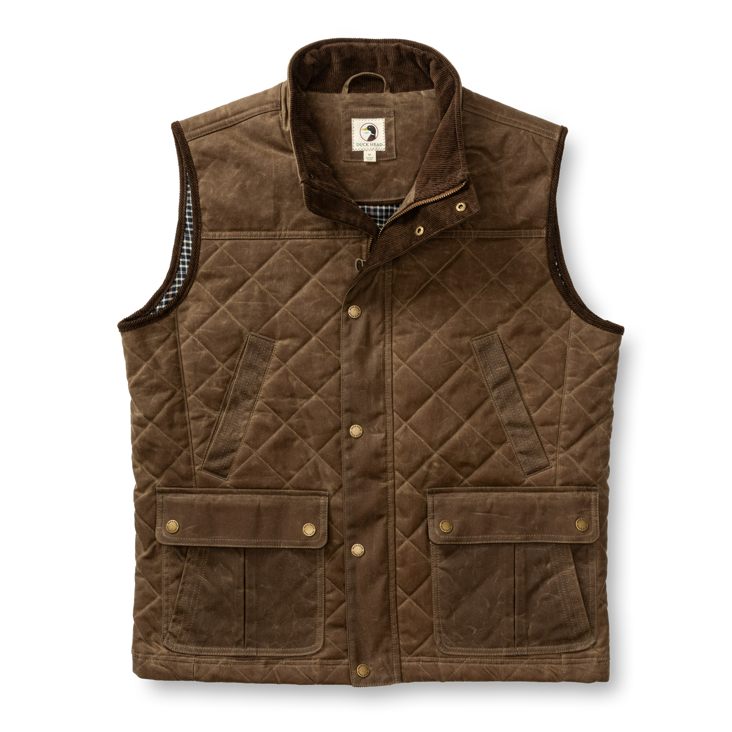 Duck Head Waxed Duck Canvas Quilted Vest - Dark Oak
