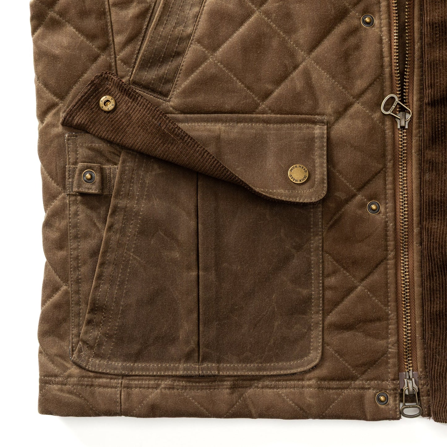 Duck Head Waxed Duck Canvas Quilted Vest - Dark Oak