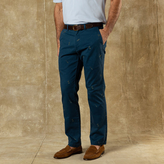Duck Head Classic Fit Gold School Chino - Emb Mallard Blue