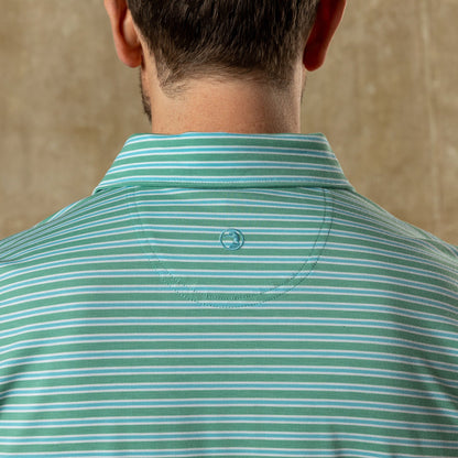 Duck Head Summerford Performance Jersey Polo - Pierce Stripe - Aspen Green