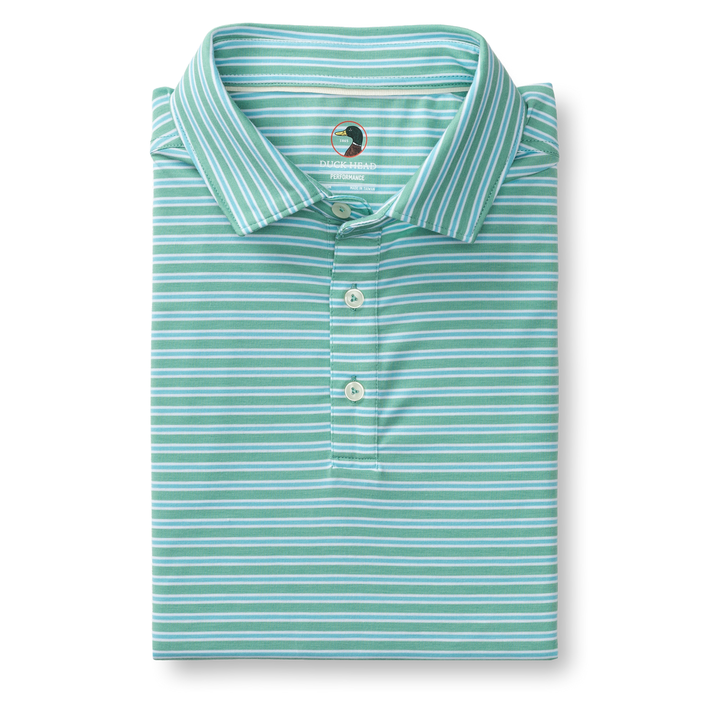 Duck Head Summerford Performance Jersey Polo - Pierce Stripe - Aspen Green