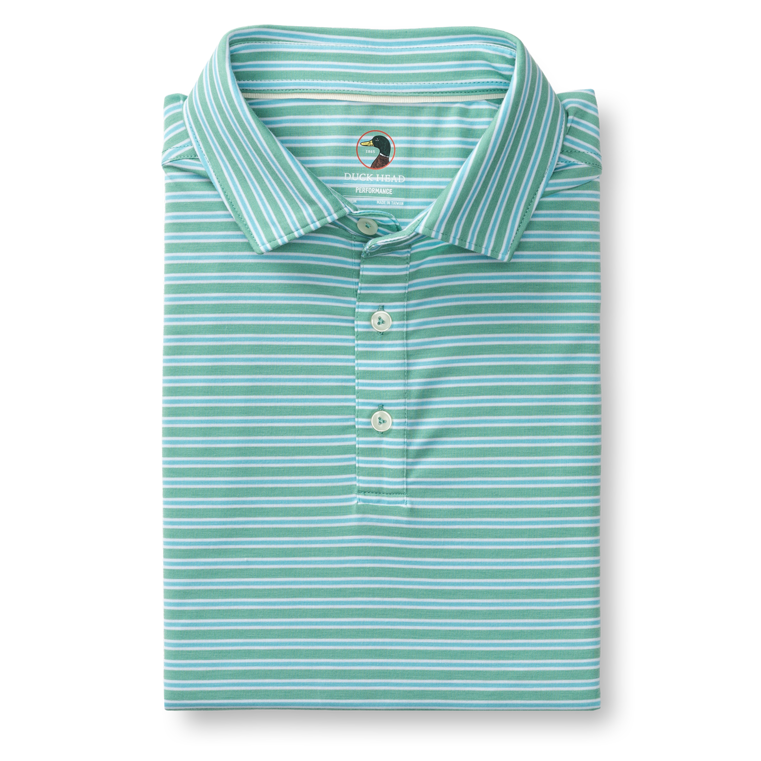 Duck Head Summerford Performance Jersey Polo - Pierce Stripe - Aspen Green