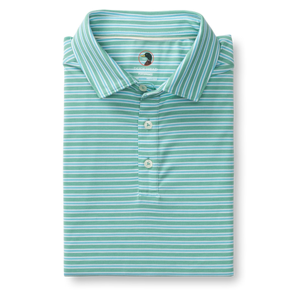 Duck Head Summerford Performance Jersey Polo - Pierce Stripe - Aspen Green
