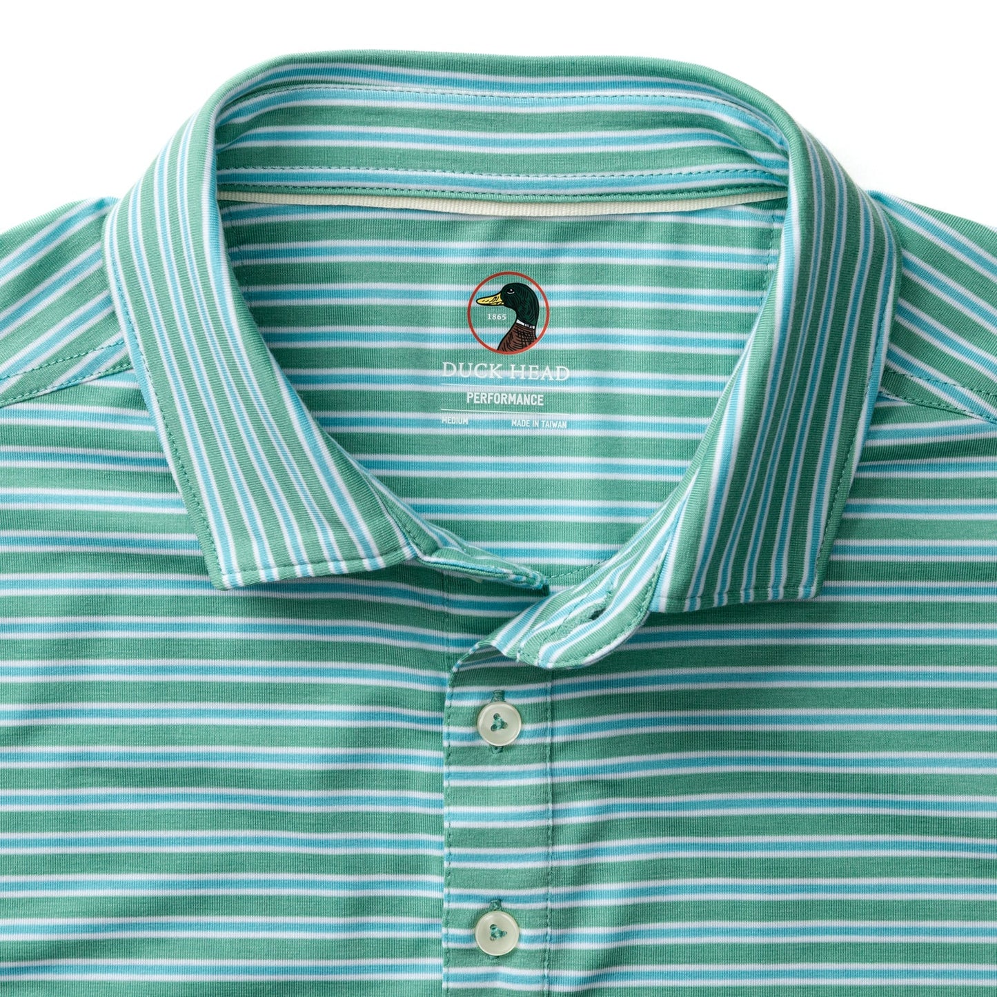 Duck Head Summerford Performance Jersey Polo - Pierce Stripe - Aspen Green