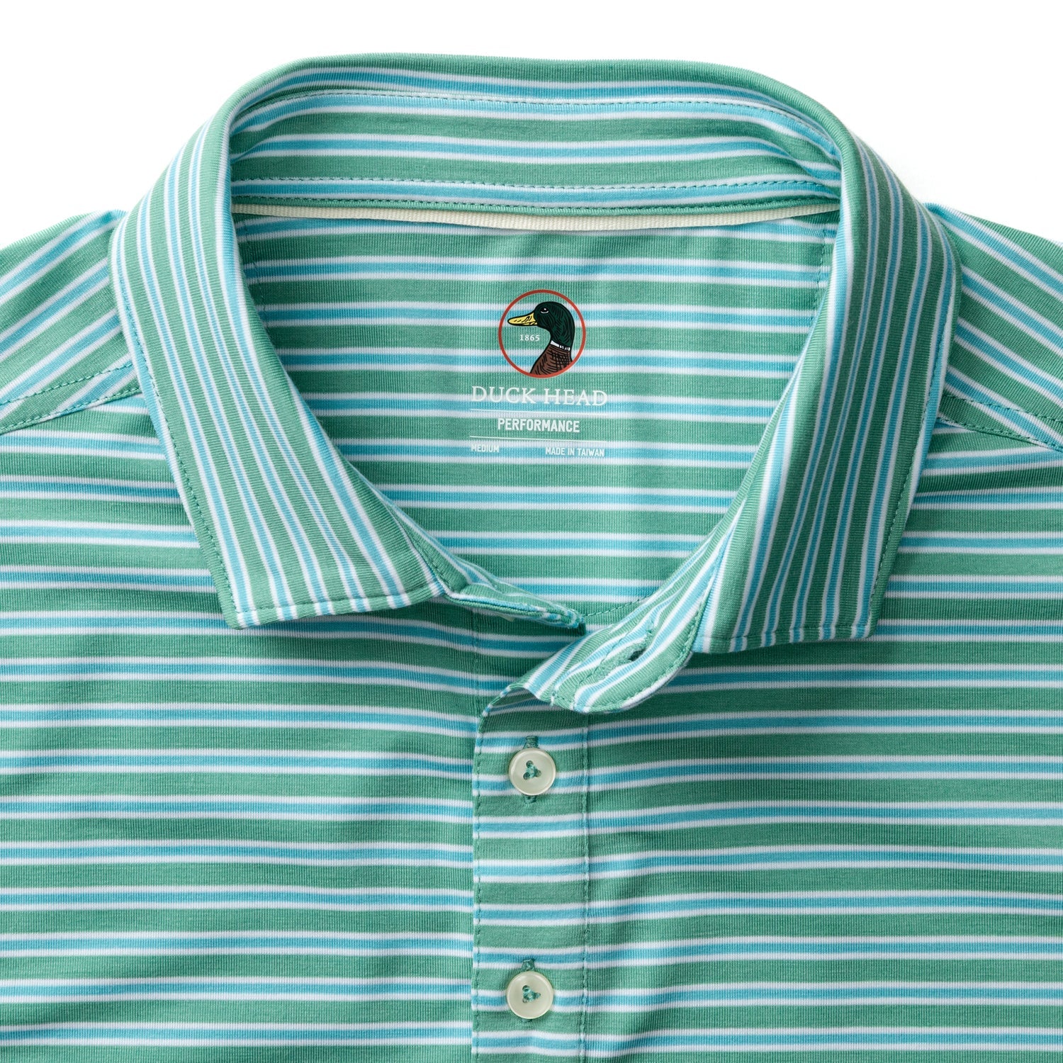 Duck Head Summerford Performance Jersey Polo - Pierce Stripe - Aspen Green