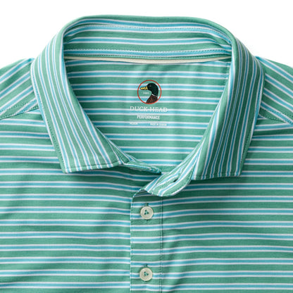 Duck Head Summerford Performance Jersey Polo - Pierce Stripe - Aspen Green