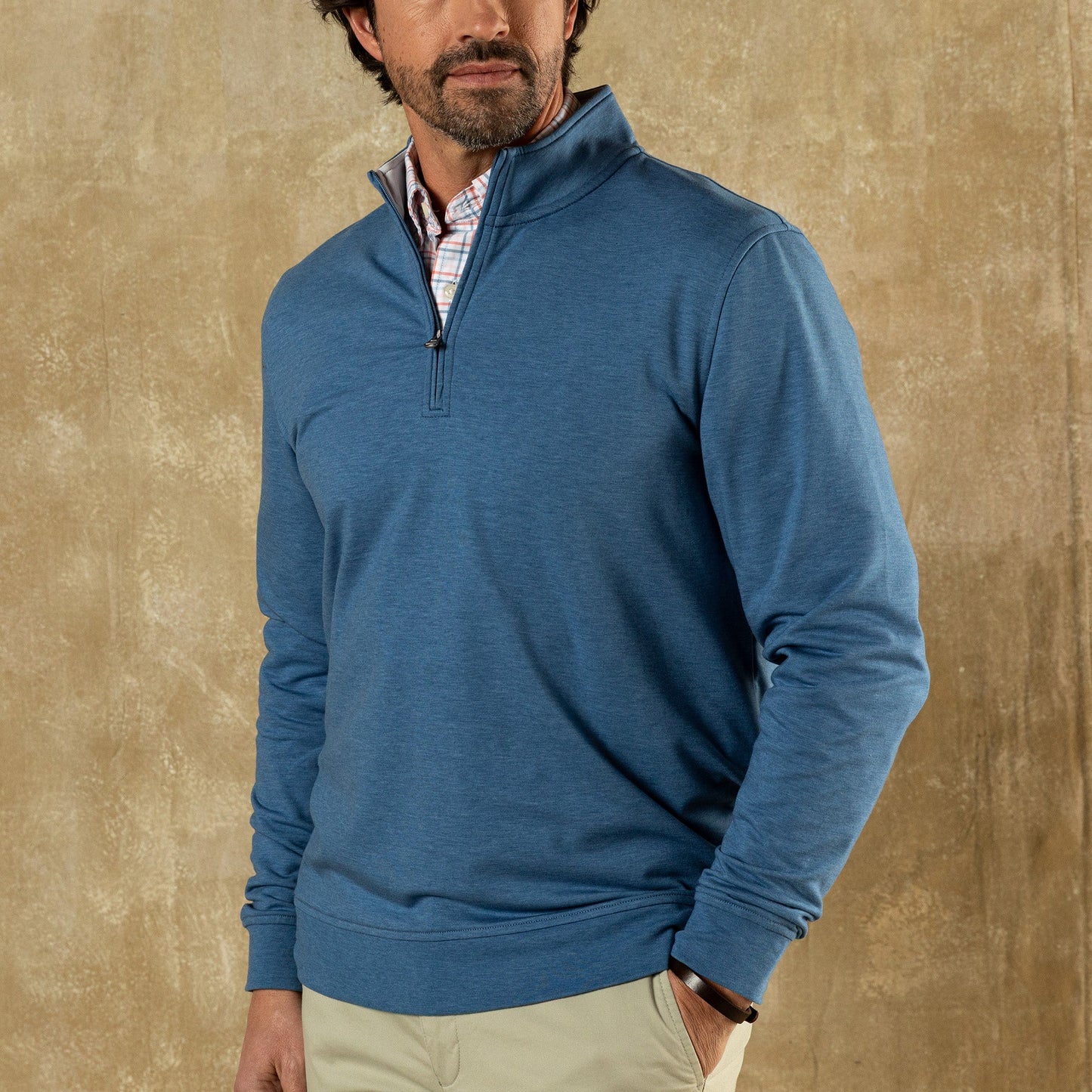Duck Head Dunmore Performance 1/4 Zip Pullover - Blue Horizon Heather