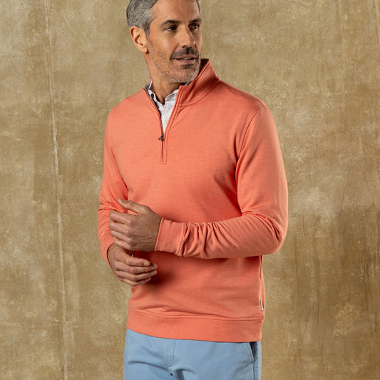 Duck Head Dunmore Performance 1/4 Zip Pullover - Coral Heather