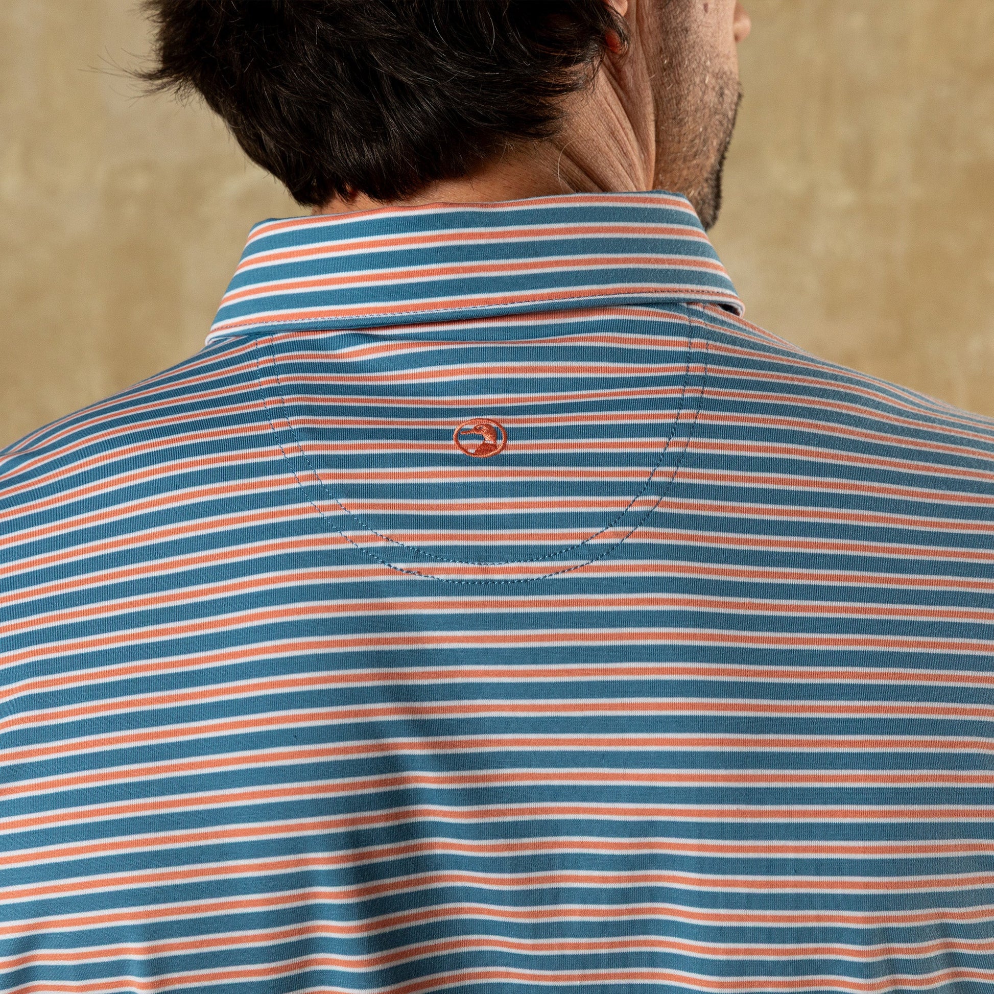 Duck Head Summerford Performance Jersey Polo - Pierce Stripe - Sunwashed Blue