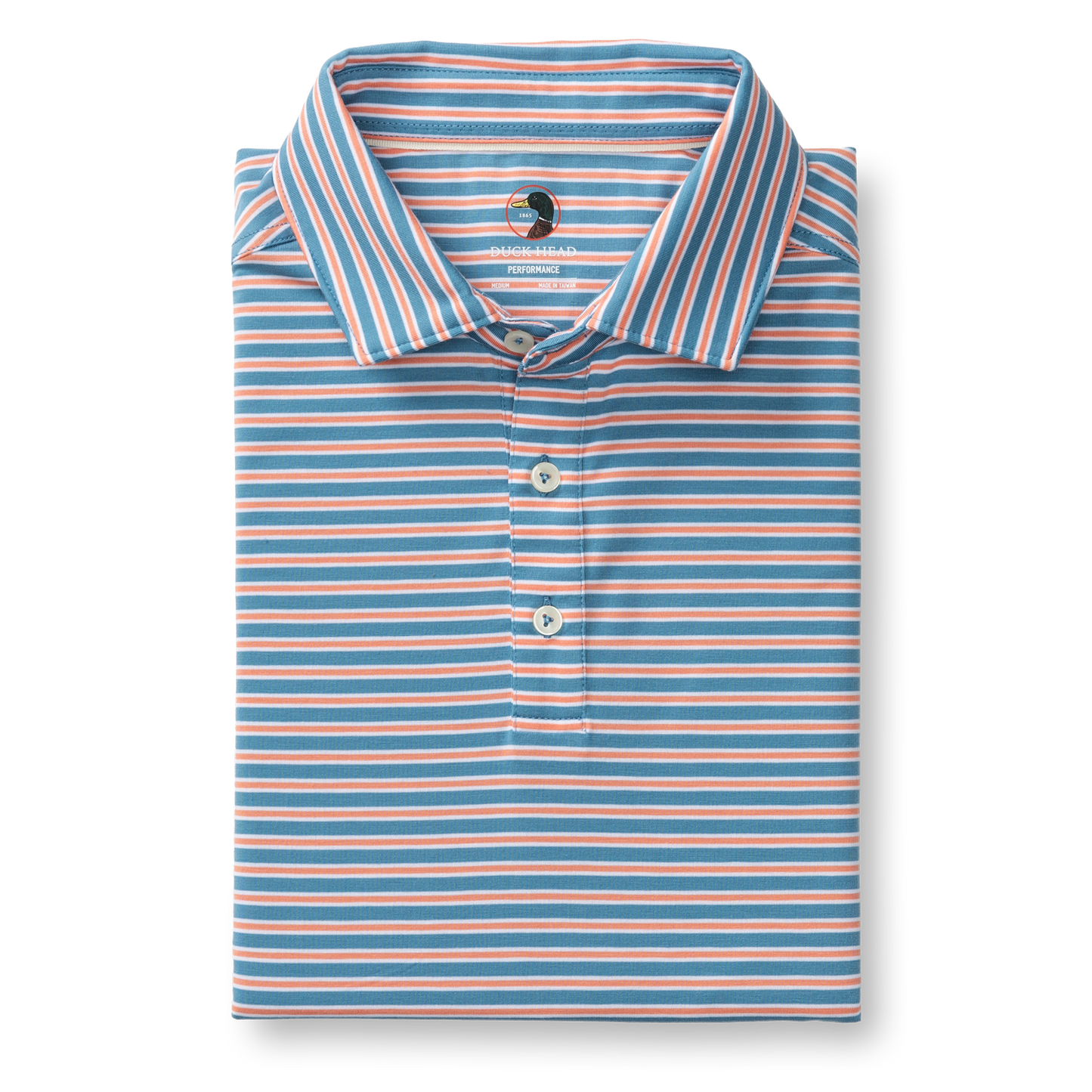 Duck Head Summerford Performance Jersey Polo - Pierce Stripe - Sunwashed Blue