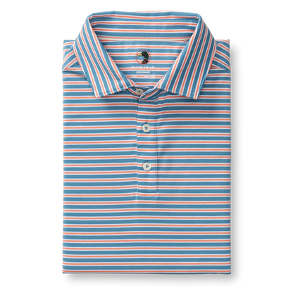 Duck Head Summerford Performance Jersey Polo - Pierce Stripe - Sunwashed Blue