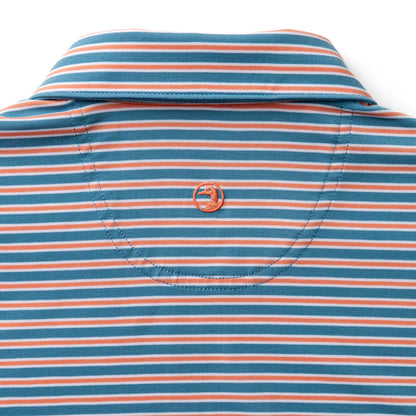 Duck Head Summerford Performance Jersey Polo - Pierce Stripe - Sunwashed Blue