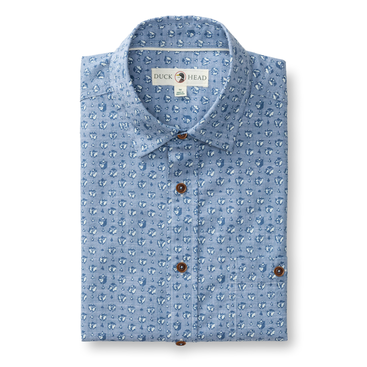 Duck Head Cotton Chambray Sport Shirt - Bellmont Print - Blue Horizon