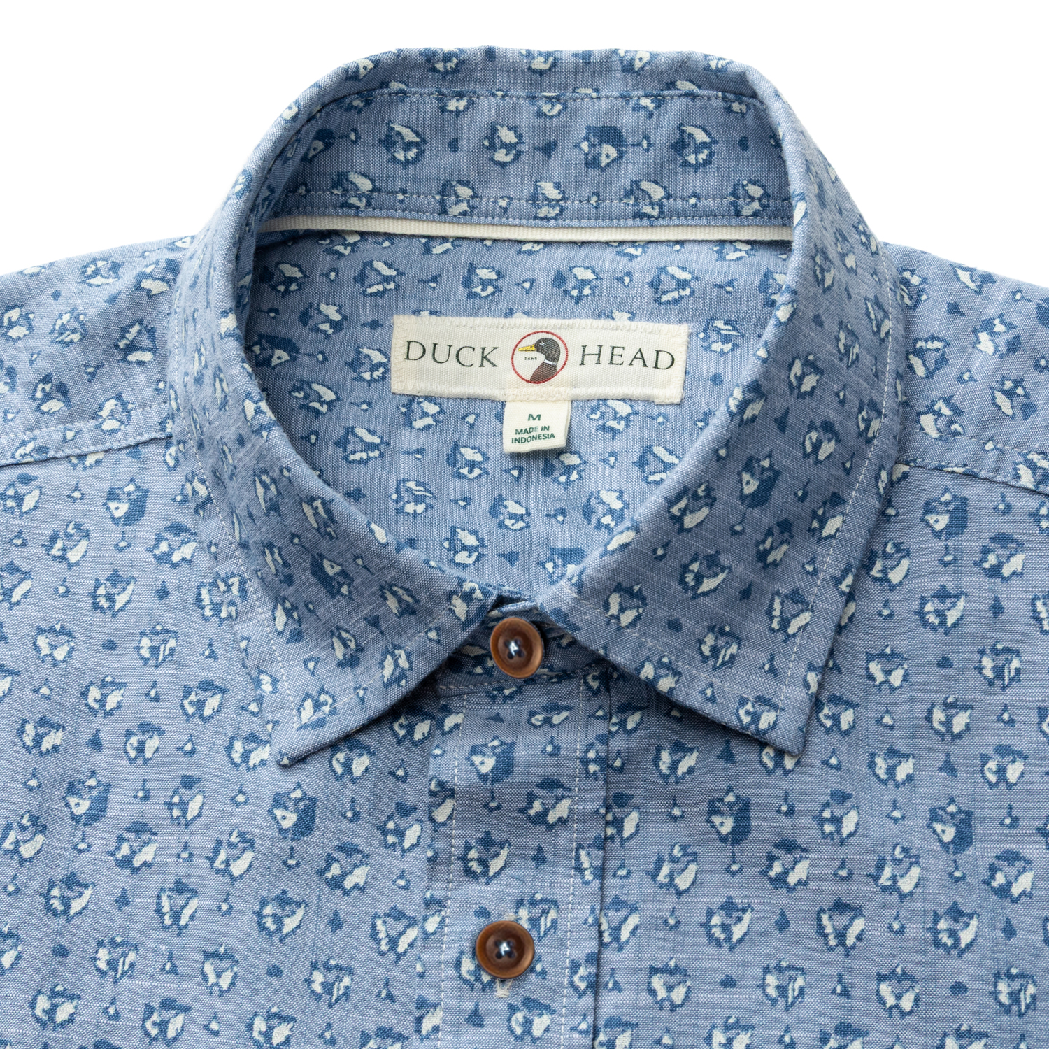 Duck Head Cotton Chambray Sport Shirt - Bellmont Print - Blue Horizon