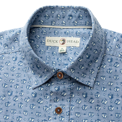 Duck Head Cotton Chambray Sport Shirt - Bellmont Print - Blue Horizon