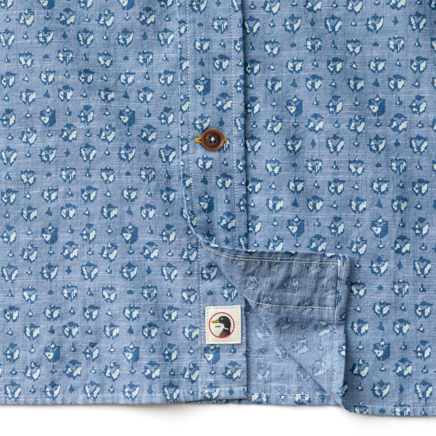 Duck Head Cotton Chambray Sport Shirt - Bellmont Print - Blue Horizon
