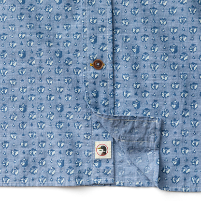 Duck Head Cotton Chambray Sport Shirt - Bellmont Print - Blue Horizon