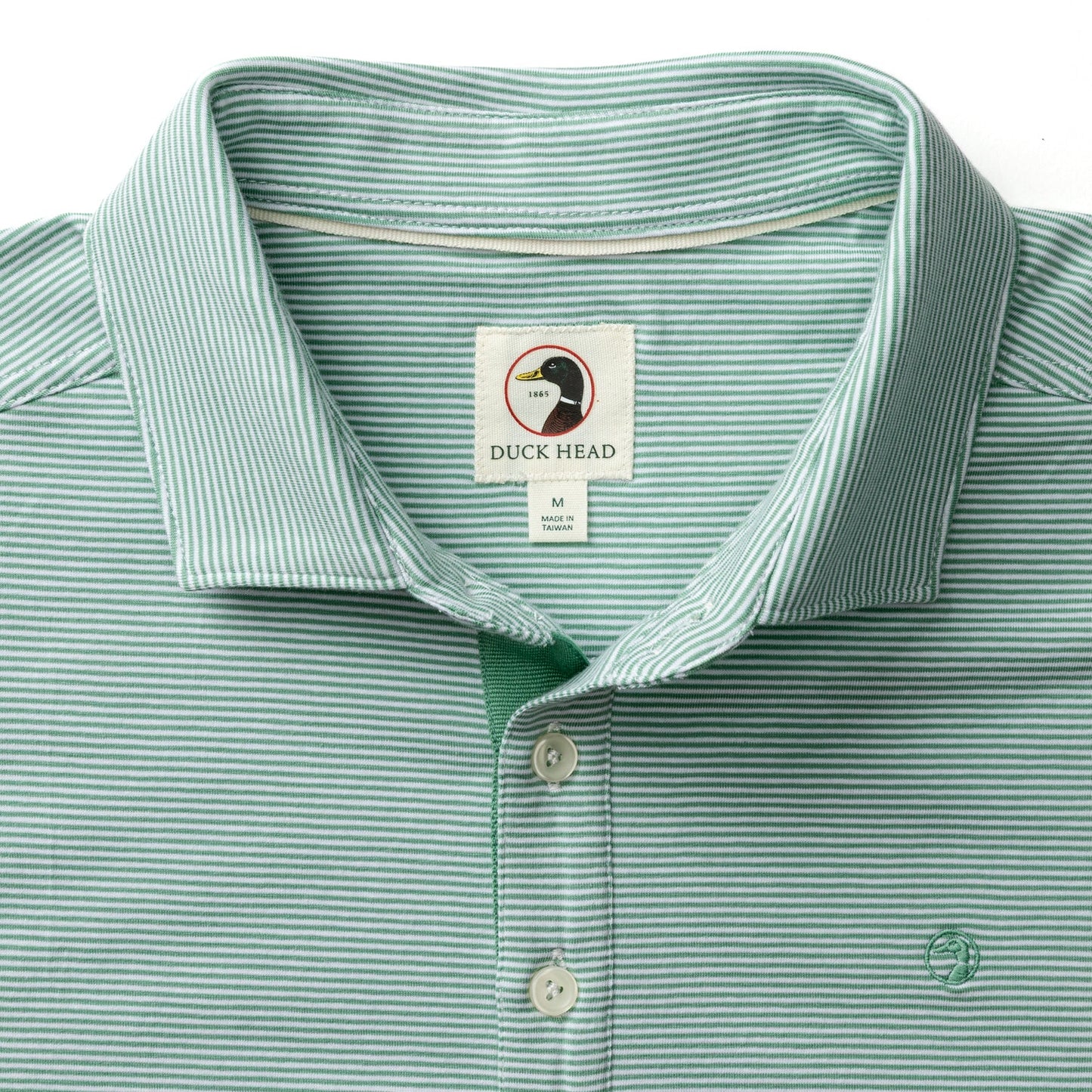 Duck Head Hanover Pima Cotton Jersey Polo - Blaine Stripe - Aspen Green