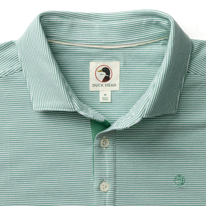 Duck Head Hanover Pima Cotton Jersey Polo - Blaine Stripe - Aspen Green