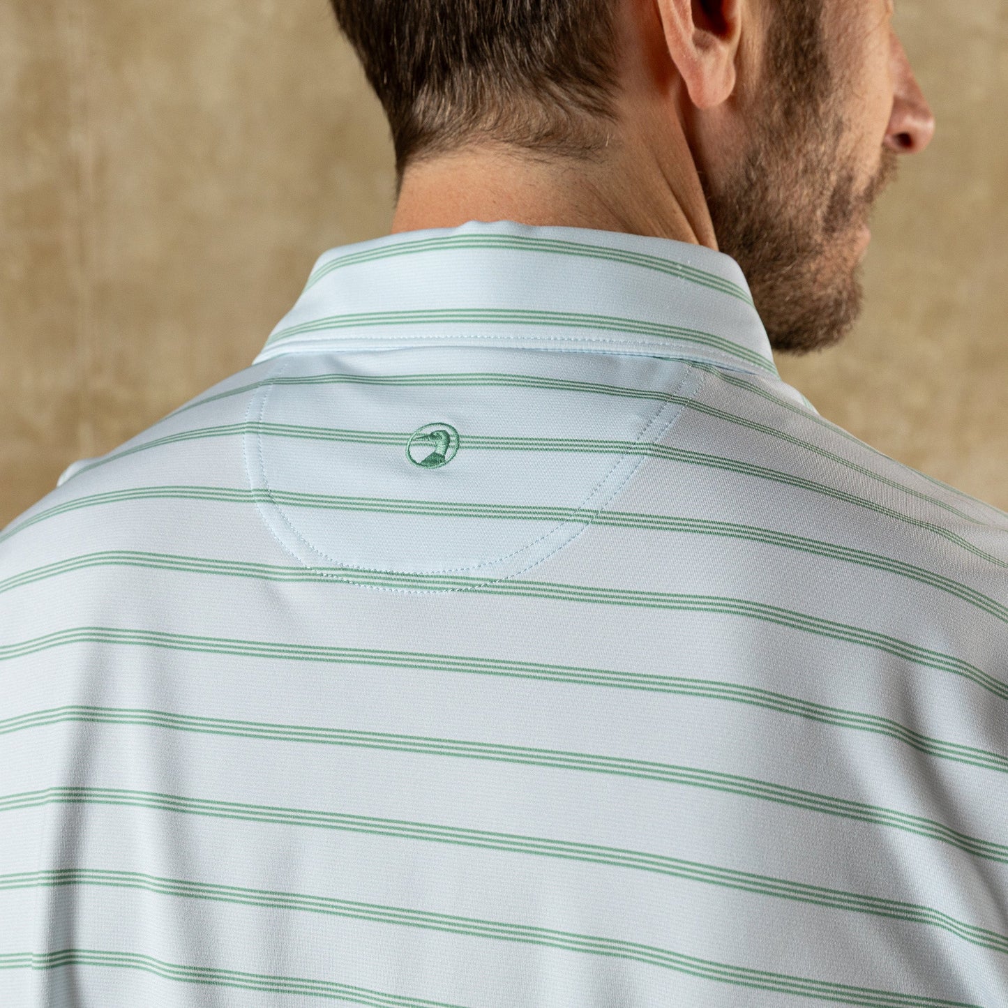 Duck Head Long Drive Performance Polo - Eldred Stripe - Sky Blue
