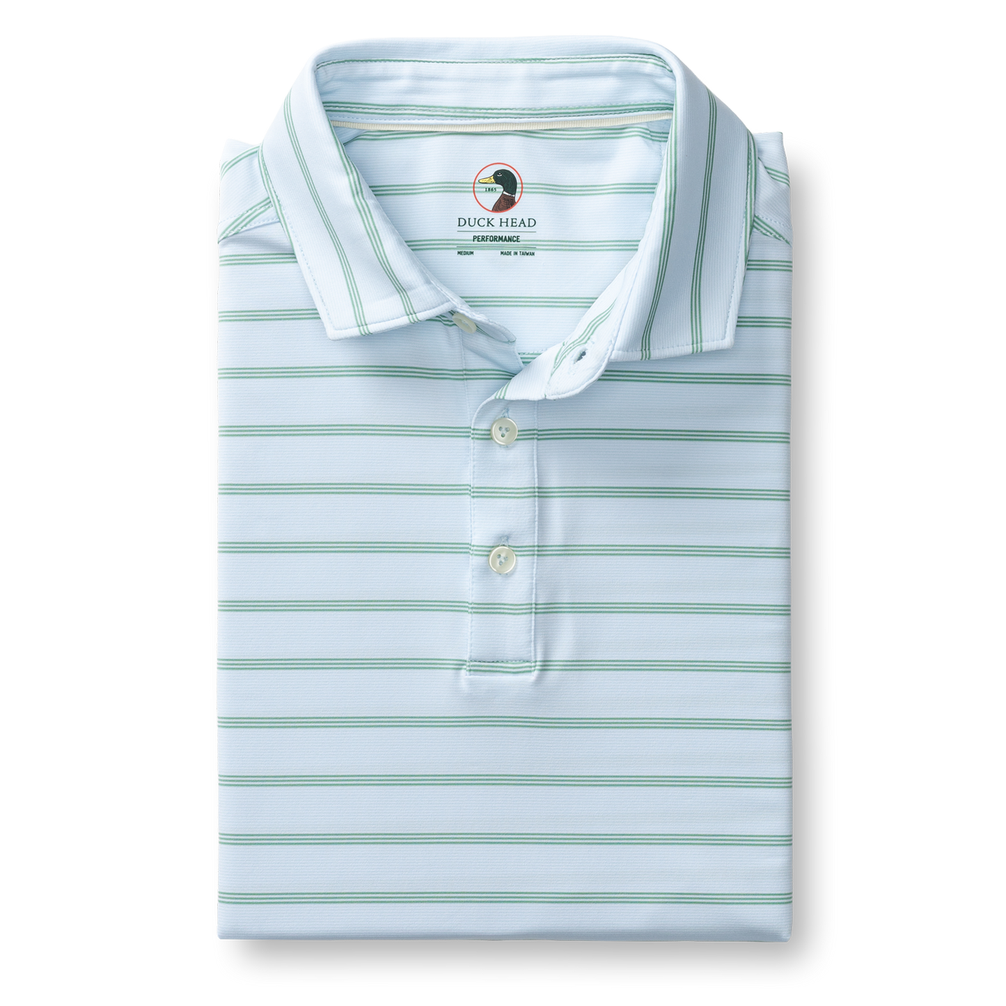 Duck Head Long Drive Performance Polo - Eldred Stripe - Sky Blue