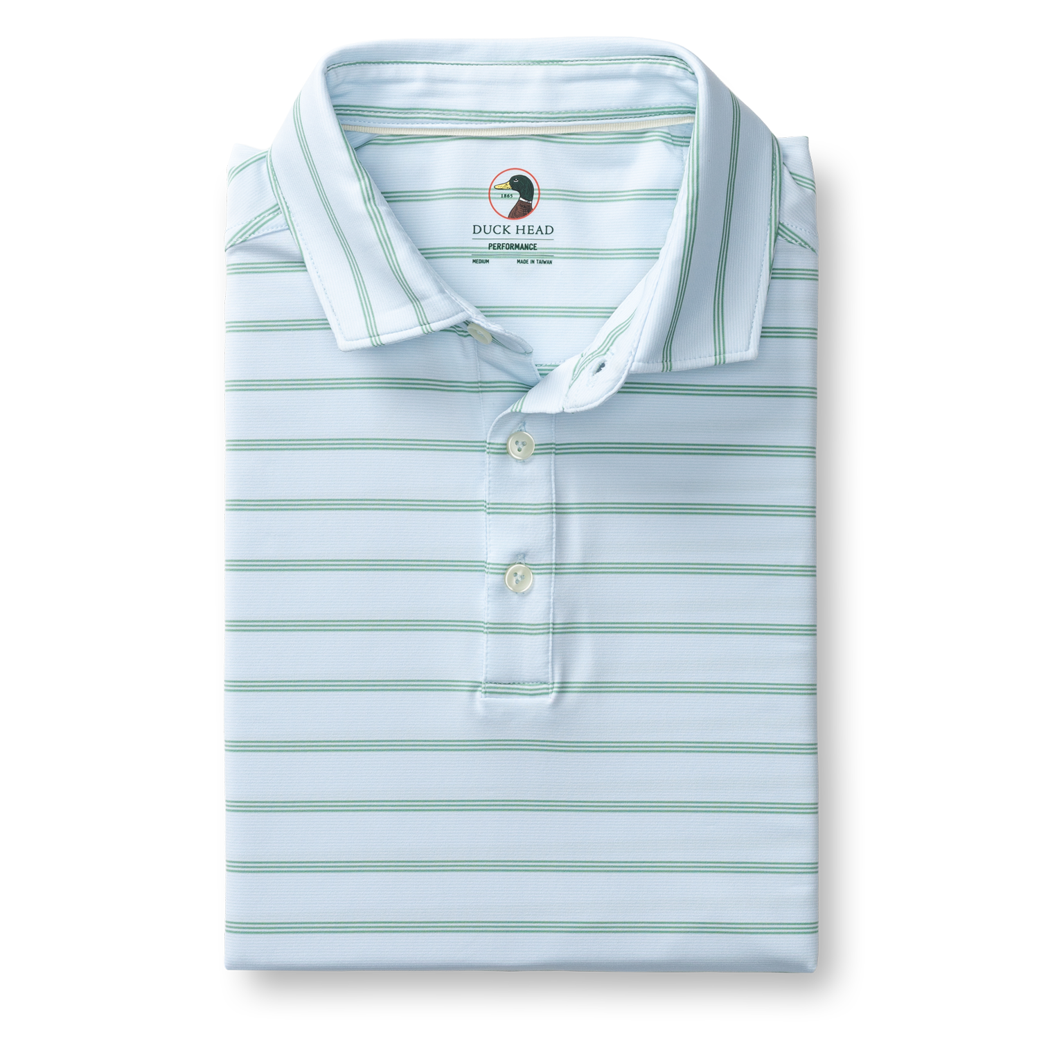 Duck Head Long Drive Performance Polo - Eldred Stripe - Sky Blue