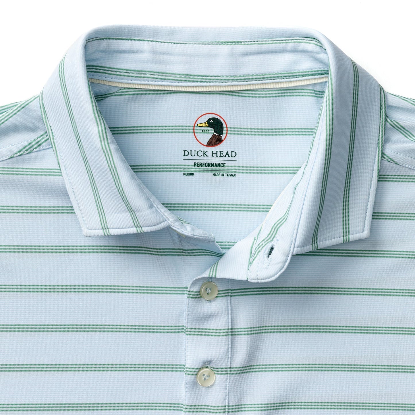 Duck Head Long Drive Performance Polo - Eldred Stripe - Sky Blue