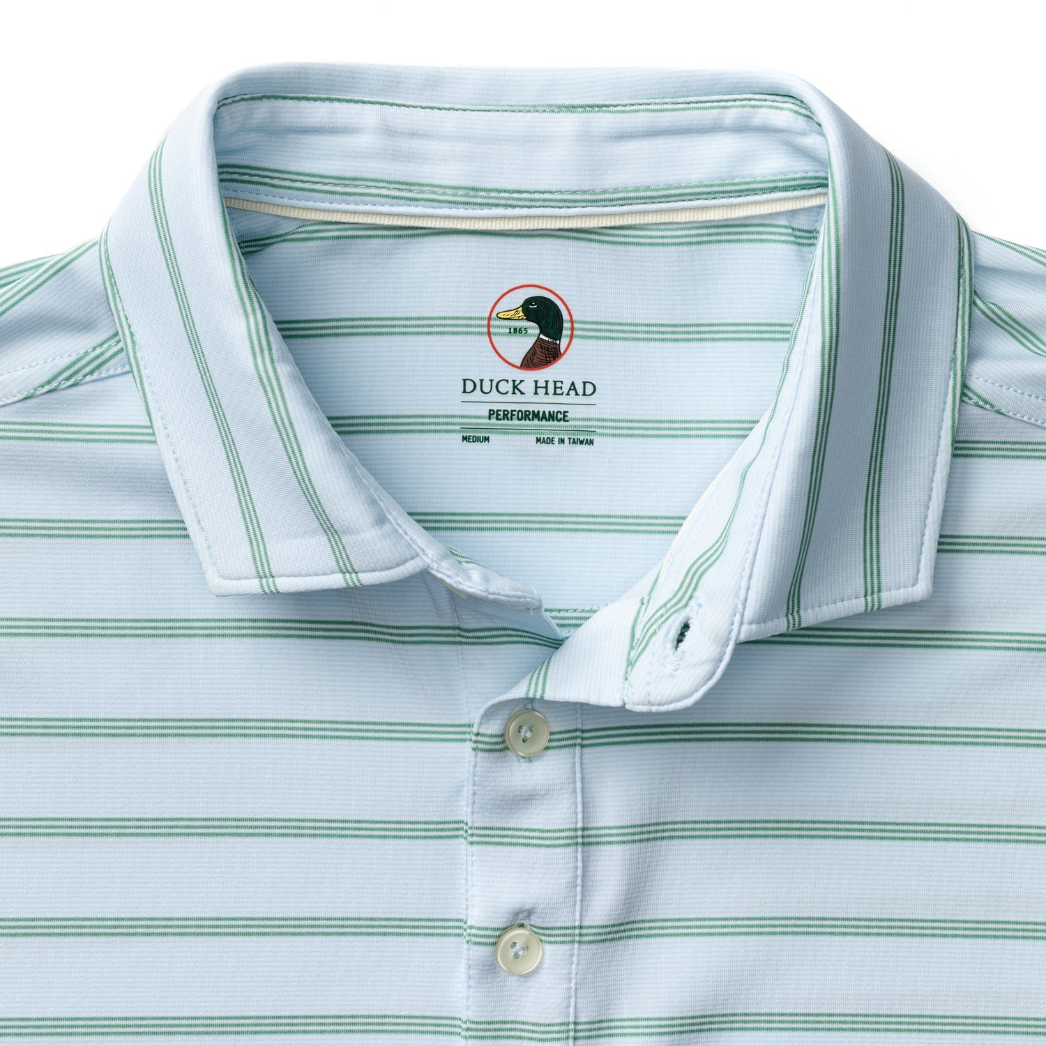 Duck Head Long Drive Performance Polo - Eldred Stripe - Sky Blue