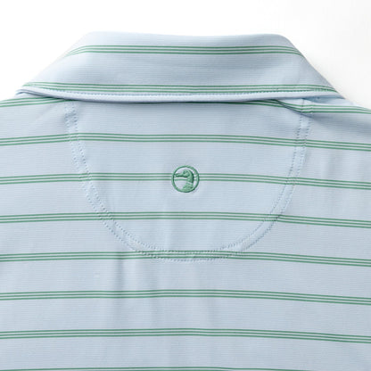 Duck Head Long Drive Performance Polo - Eldred Stripe - Sky Blue