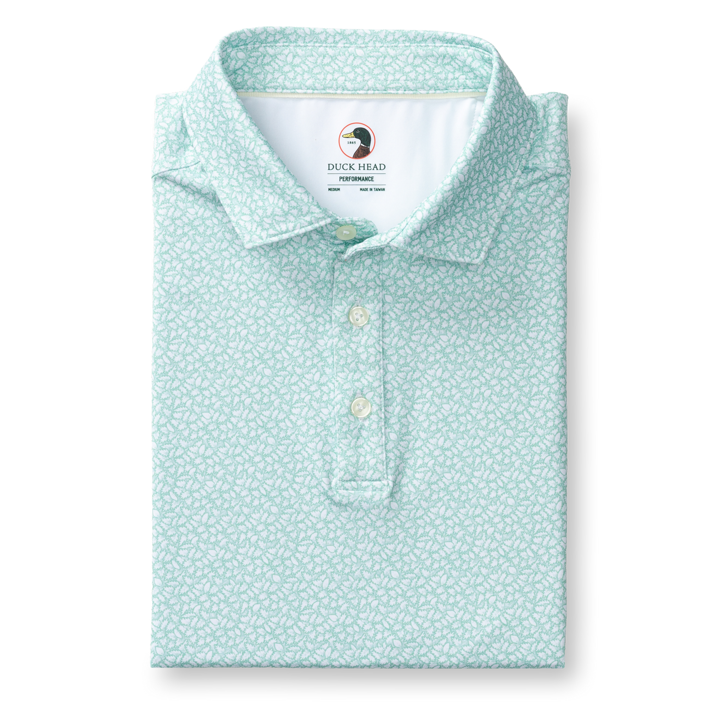 Duck Head Long Drive Performance Polo - Bay Floral Print - Seafoam Green