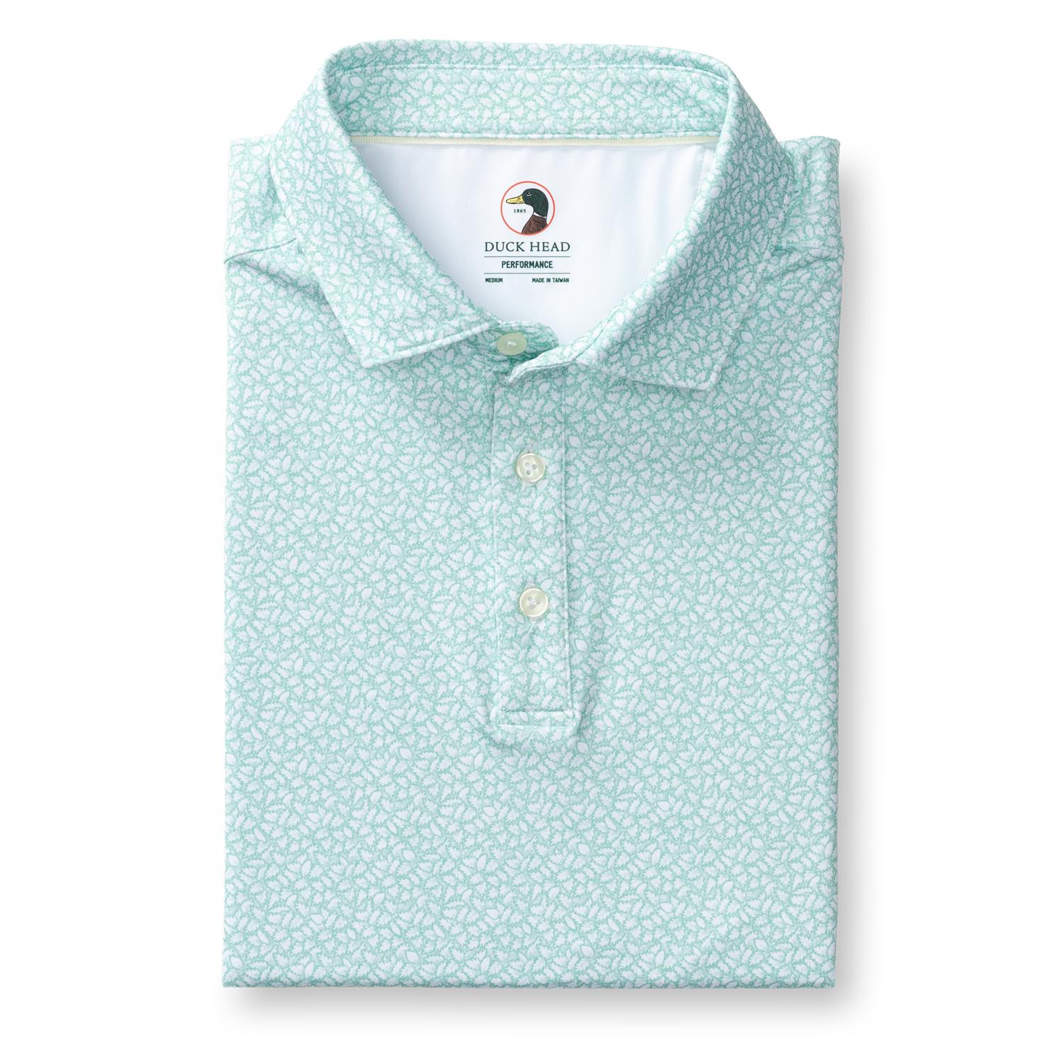 Duck Head Long Drive Performance Polo - Bay Floral Print - Seafoam Green