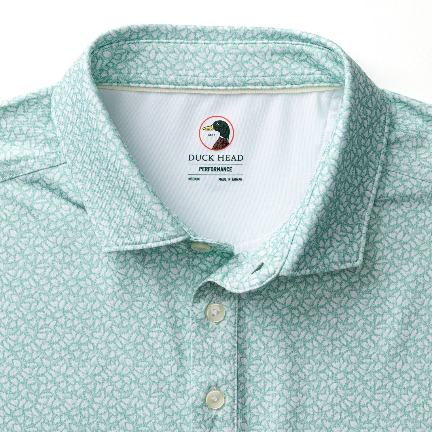Duck Head Long Drive Performance Polo - Bay Floral Print - Seafoam Green
