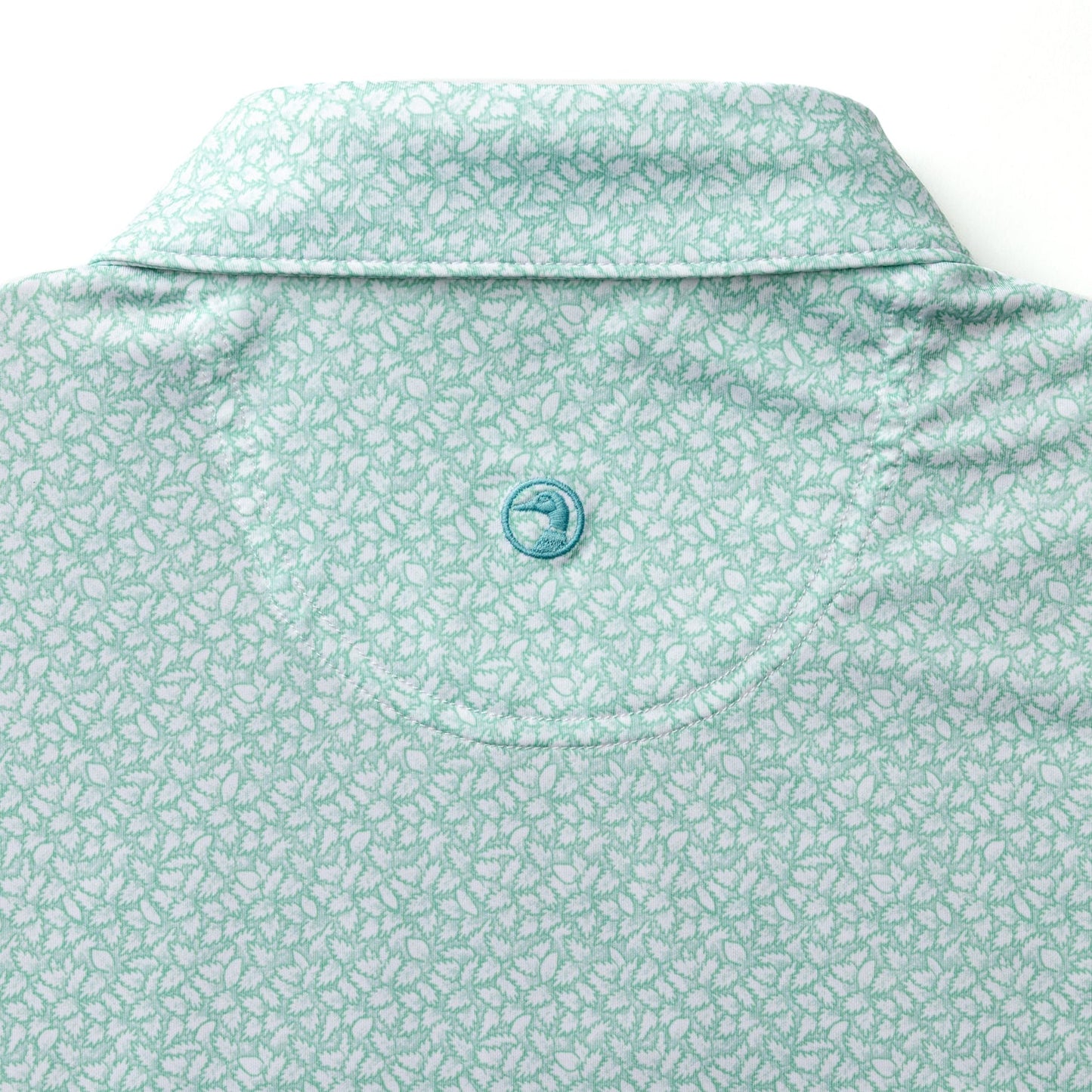 Duck Head Long Drive Performance Polo - Bay Floral Print - Seafoam Green