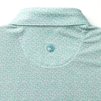 Duck Head Long Drive Performance Polo - Bay Floral Print - Seafoam Green