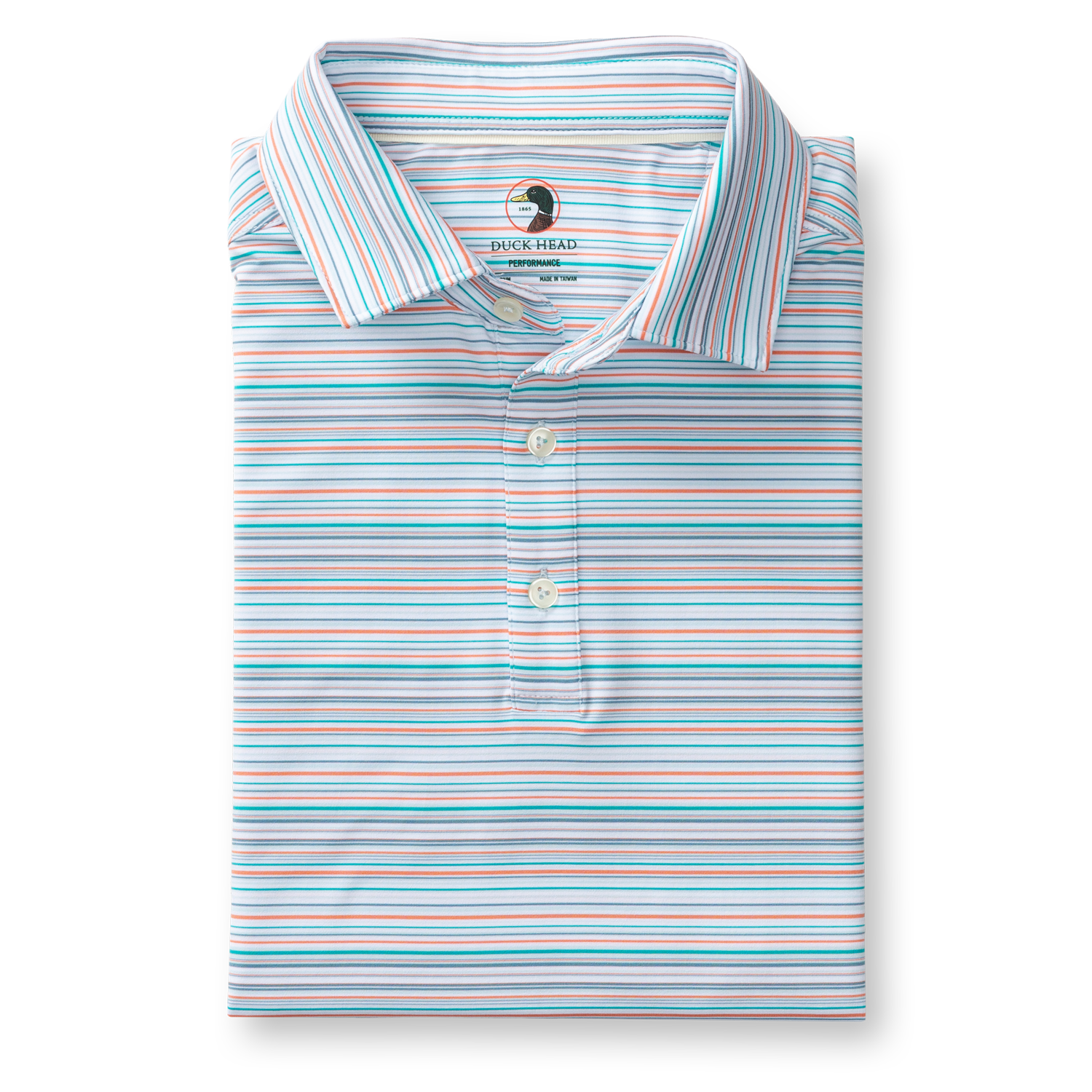 Duck Head Long Drive Performance Polo - Neil Stripe - Sky Blue