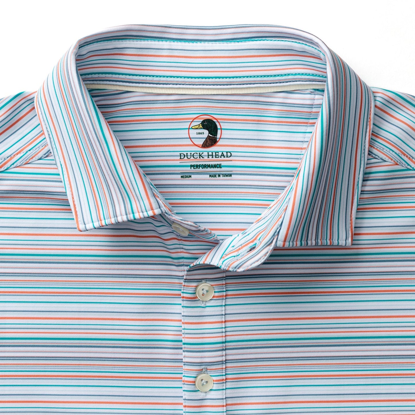 Duck Head Long Drive Performance Polo - Neil Stripe - Sky Blue