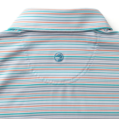 Duck Head Long Drive Performance Polo - Neil Stripe - Sky Blue