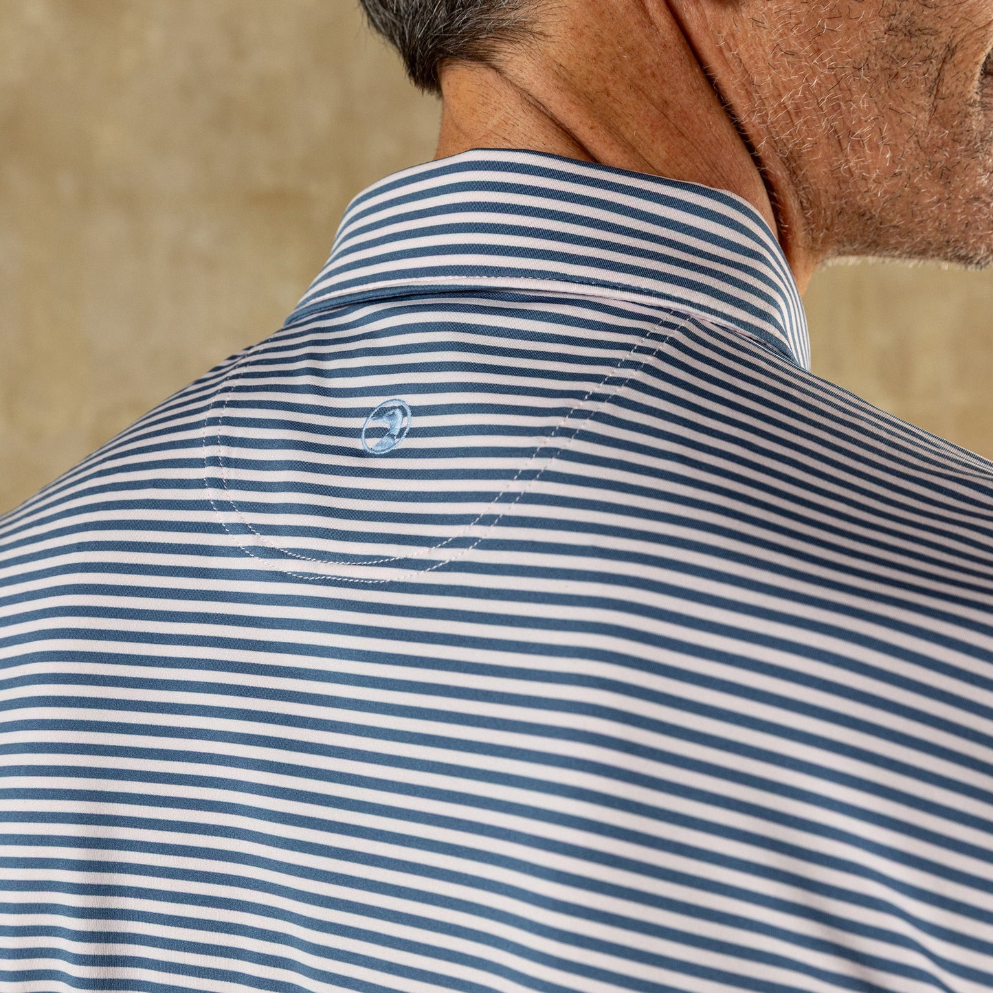 Duck Head Long Drive Performance Polo - Windor Stripe - Blue Horizon
