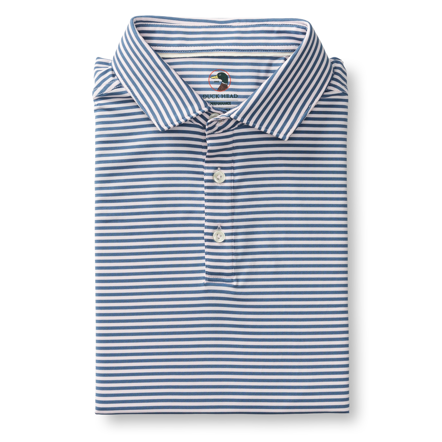 Duck Head Long Drive Performance Polo - Windor Stripe - Blue Horizon